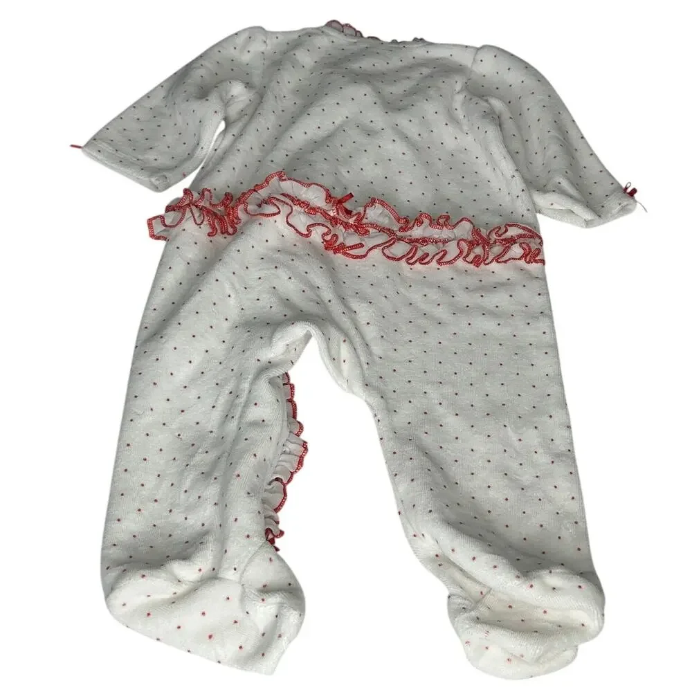 Little Me White sleeper with red polka dots My First Christmas sz 6 mth